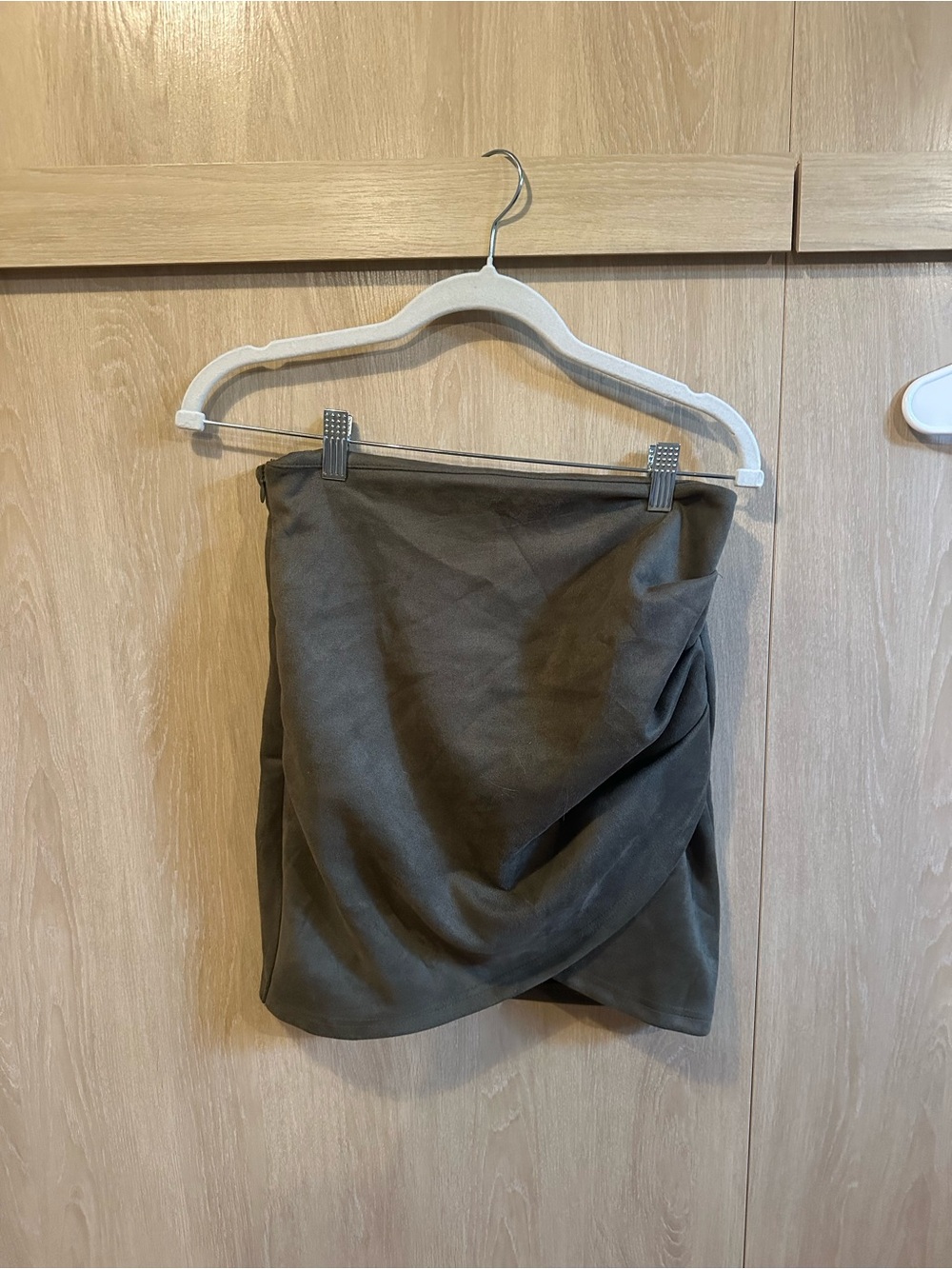 SHEIN Olive Draped Wrap Mini Skirt